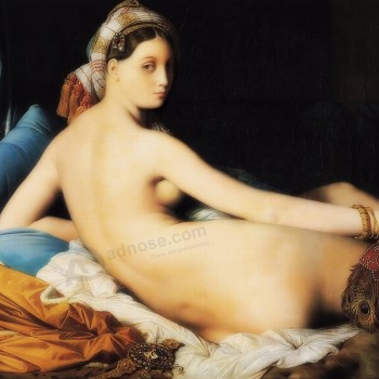 NO,R004，Grande Odalisque, European Classical Figure Oil Painting， Bedroom Decorative Painting，Hotel Decoration Picture