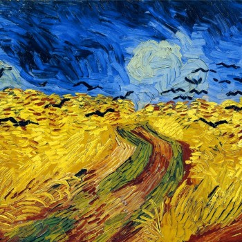 NO,F026,Wheatfield With Crows, Van Gogh Famouse Painting，European Living Room Dining Room Bedroom and Sofa Backgroud Decorative Painting