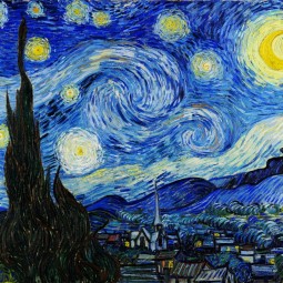 No, f029, la noche estrellada, la pintura al óleo famosa del paisaje de van Gogh, el dormitorio del comedor de la sala de estar y la pintura decorativa del café