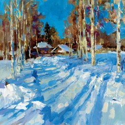 NO,F030,A House in The Snow Forest,Landscape Oil Painting,Living Room Dining Room and Bedroom Decorative Painting