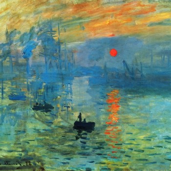 NO,F032,Impression Soleil Levant,Monet Famous Landscape Oil Painting,Living Room Dining Room Bedroom and Hotel Decorative Painting