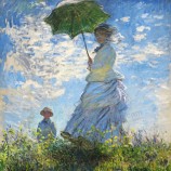 NO,R015，The Walk Woman with a Parasol , European Figure Oil Painting Art， Living Room Bedroom Decorative Painting,Porch Murals