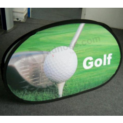 ゴルフフラグ楕円形のフレームビーンバナーをポップアップ