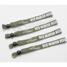 Promotional cheap woven festival wristband with plastic lock