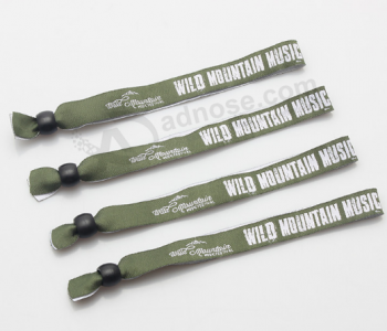 Promotional cheap woven festival wristband with plastic lock