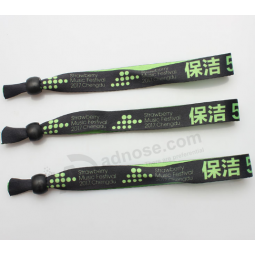 High quality events custom logo woven fabric wristbands