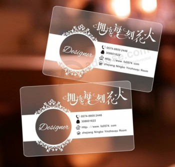 Impressão personalizada negócios transparentes que visitam o cartão de identificação