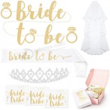 Xo fetti vrijgezellenfeest bruid om decoratieset te zijn-Bruids douche benodigdheden | sjerp voor bruid, strass tiara, goud en zilver banner