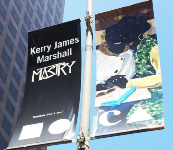 Promoción doble-Banners de poste de anuncio de calle lateral