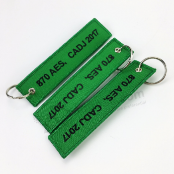 Embroidered fabric Keychain Polyester key tag factory