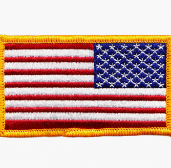 Embroidered american flag patch with iron on backing