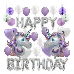 32英寸 Huge Unicorn balloons Tissue Pom Poms Paper Lanterns For Baby Shower decorations Happy Birthday Letter balloon decoration