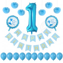 Bébé 1er joyeux anniversaire ballons mis en fête feuille helium ballons pour bébé douche bannière de décoration d'anniversaire