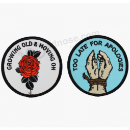 Cheap custom iron on clothing round embroidery patch