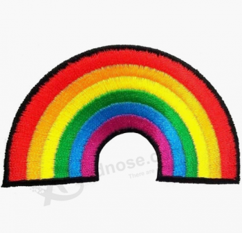Cheap custom iron on embroidery patches rainbow patch