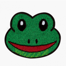 Frog shape clothing embroidery patch iron on twill patch