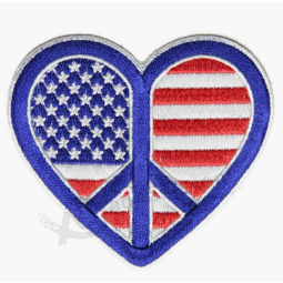 Garment accessory customized embroidery heart flag patches