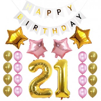 21성 birthday party balloon decorations Happy Birthday Banner design