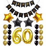 Vente chaude 60e anniversaire décorations bannière bannière-Joyeux anniversaire bannière noire
