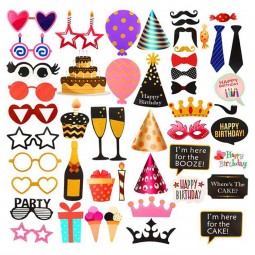 50个 Birthday Photo Booth Props Kit, For Birthday, Wedding, Holiday Party Supplies