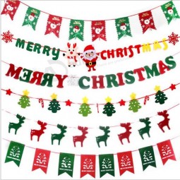 Merry Christmas Banners Flags Hanging Garlands for Party Decoration Home Decor, 4 Pieces