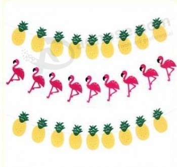 9Pcs/Ensemble flamant bannière bannière ananas bachelorette fête guirlande bannières fête hawaïenne flaminglo décoration