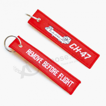 Cheap Wholesale Fabric Woven Brand Name Tag Key Chain