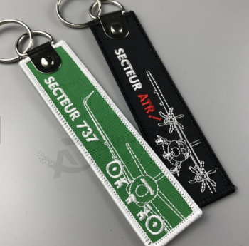 Factory direct custom computer embroidery Fabric Key Chain Key Tag