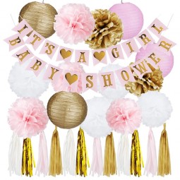 Pink and Gold Baby Shower Decorations for Girl , ITS A GIRL Banner , BABY SHOWER Banner