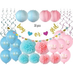 30Pz Gender Reveal Party Supplies Deluxe Baby Shower Decoration Kit