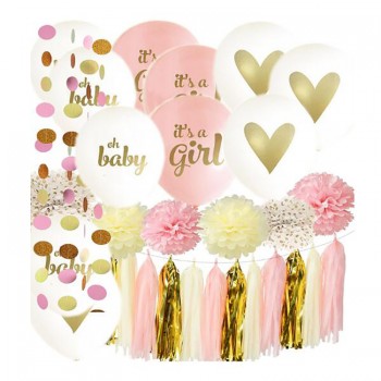 Decoraciones de la fiesta de bienvenida al bebé de la muchacha decoración del partido del oro rosado
