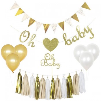 Gender Reveal Party Supplies , Baby Shower Decorations Boy or Girl , Cake Topper , Gold Glitter letters