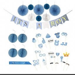 Baby Shower Decorations for a Boy 'IT'S A BOY' Banner, Photo Props, 'Mommy to Be' Sash Decoration Kit