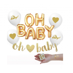 Or oh bébé!Fille garçon bébé douche mylar ballons bannière scintillant deux oh décorations de tatouages ​​bébé