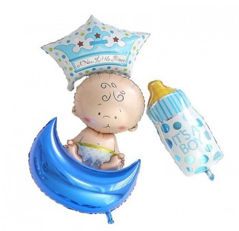 4个/为新生婴儿洗澡，生日派对气球装饰设置铝箔气球