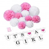 It's a Girl Banner Tissue Pom Poms Hanging Flower Ball for Birthday Party,Wedding Decoration