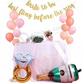 Kit de décoration de douche nuptiale bachelorette party decor 15 ballons or bannière à paillettes 30 