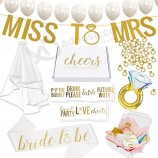 Bachelorette Party Decorations Kit Bridal Shower Supplies with Tiara Veil Bride To Be Sash Gold Bridal Tattoo Collection Wearable Silver Engagement