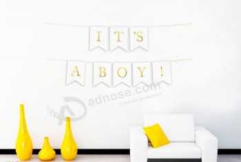 Gold print Letter Garland Baby Shower Party Welcome Baby Banner Decorations For Party Supplies