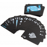 Cartes à jouer en papier de base bleu imprimé personnalisé, cartes à jouer à cœur bleu