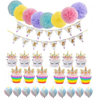 生日聚会独角兽横幅气球装饰套件为生日装饰