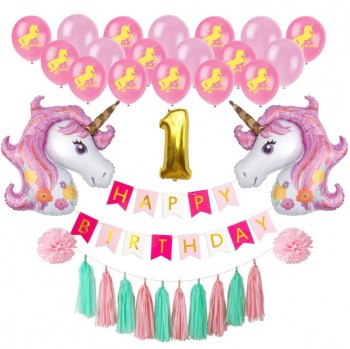 Ballons de licorne 1 er fête d'anniversaire fournitures pour décorations d'anniversaire, décorations de douche de bébé
