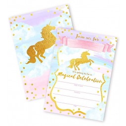 12 pcs Unicorn Invitations card double sided for birthday party