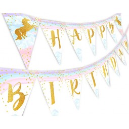 Fournitures de bannière de joyeux anniversaire thème Licorne pour les décorations d'anniversaire, bannière de licorne joyeux anniversaire