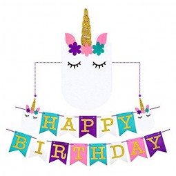 Banner de unicornio para fiesta de unicornio suministros banner de feliz cumpleaños para baby shower niños decoración de fiesta banderas de dibujos animados