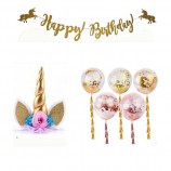 Einhorn Party liefert Einhorn Stirnband, Einhorn Kuchen Topper mit Wimpern, Geburtstag Banner 5 Stück Gold Ballons