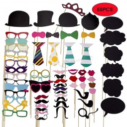 Photo Mask Prop Party Custom for Selfie Snap Shot Supplies Self Timer Face Decorations 68 Pcs in 1 Set