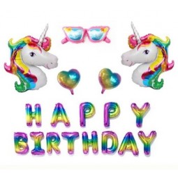 Kit de decoración de globos de unicornio arco iris para suministros de fiesta de cumpleaños, decoraciones de ducha de bebé
