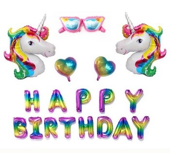 Kit di palloncini arcobaleno unicorno per feste di compleanno, decorazioni per baby shower