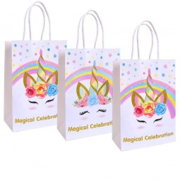 Sacs de cadeau de papier de licorne pour les fournitures de fête d'anniversaire de licorne, fête de licorne favorise des décorations